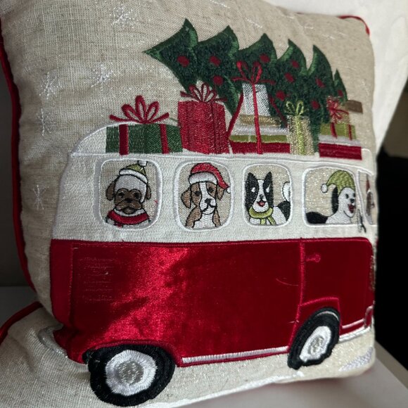Secret Celebrity Christmas Tree Van Throw Pillow 16x16" Embroidered Holiday Deco - Picture 15 of 15